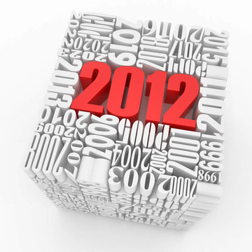 新年2012。由數(shù)字組成的立方體