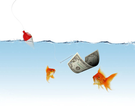 游泳金魚和金錢符號