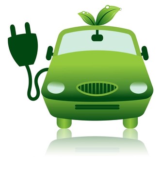 綠色混合動力電動汽車圖標