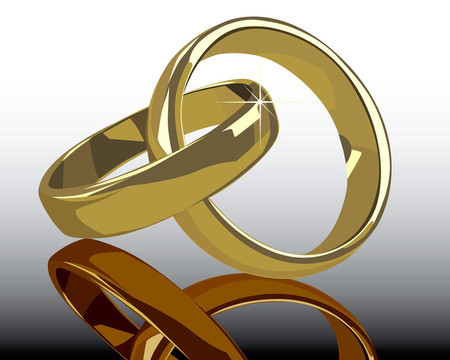 具有反射的黃金結(jié)婚戒指