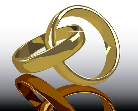 具有反射的黃金結(jié)婚戒指