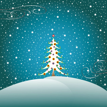 星星；雪和圣誕樹2