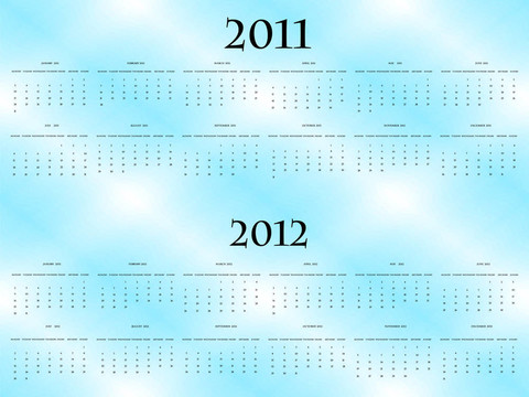 向量日歷為2011和2012