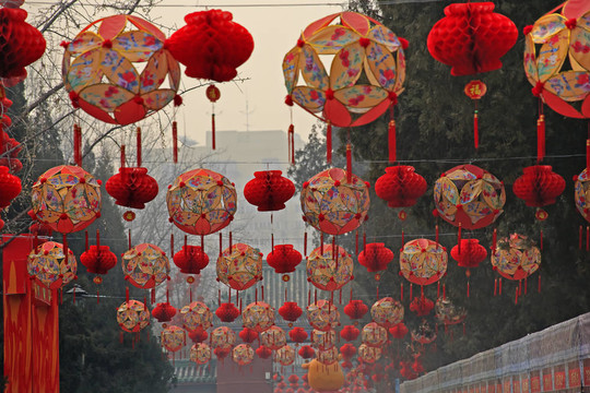 幸運(yùn)的紅燈籠，中國農(nóng)歷新年的裝飾品地壇公園