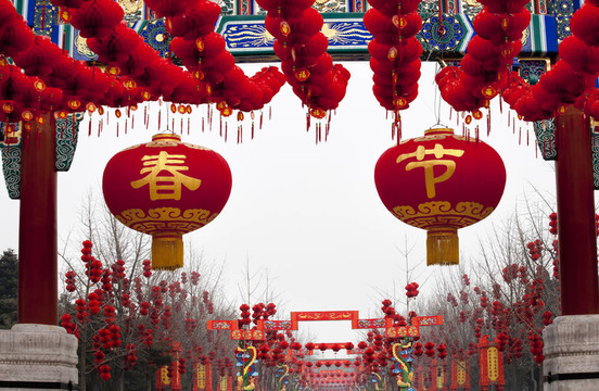 大紅色的燈籠春節(jié)農(nóng)歷新年裝飾