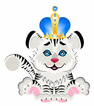 王冠上的美麗的小老虎