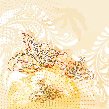 現(xiàn)代垃圾背景與百合花