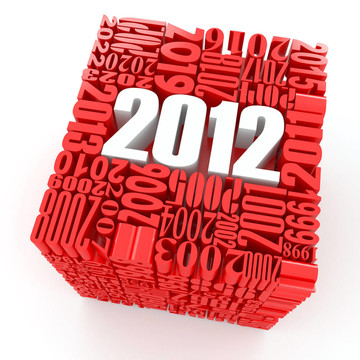 新年2012。由數(shù)字組成的立方體