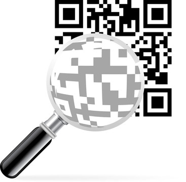 用放大鏡的QR碼