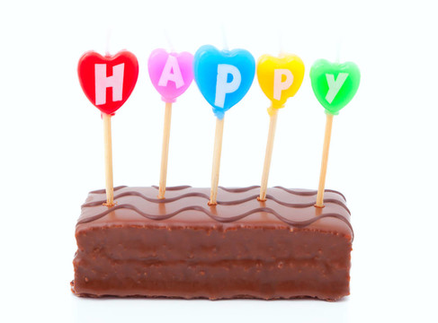 巧克力蛋糕生日快樂蠟燭