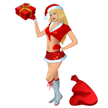 帶禮物的Santa女孩