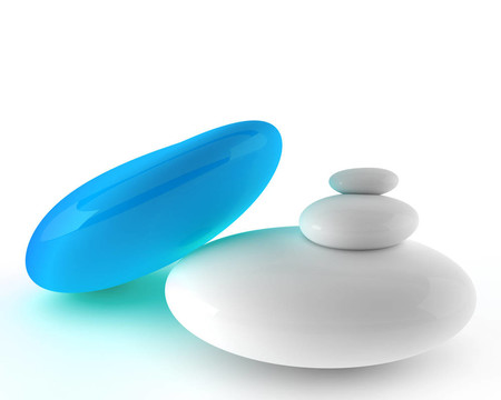 溫泉isolatedon白色石頭。3D渲染的概念