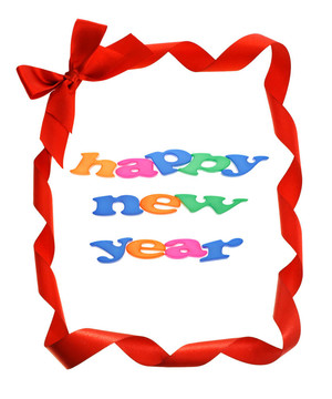 新的蝴蝶結(jié)絲帶的新年快樂