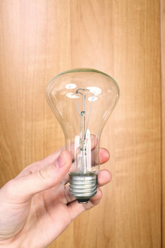 環(huán)保型、節(jié)能型木材背景電燈泡