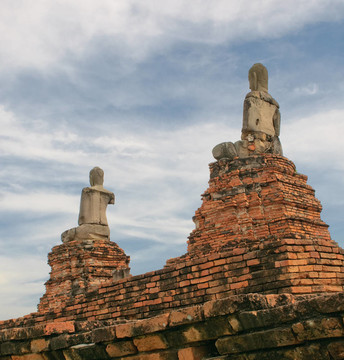如來(lái)佛祖的雕像在Wat wattanaram；Ayutthaya