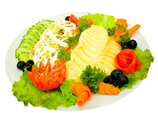 肉；蔬菜和土豆