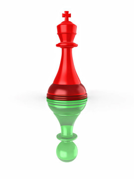 虛假領(lǐng)導(dǎo)的概念形象。國(guó)際象棋。3d
