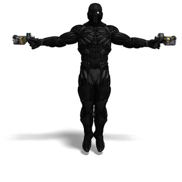 科幻小說中的男性角色。3D渲染與剪輯路徑和陰影超過白色
