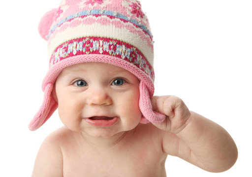 冬季戴帽子的嬰兒
