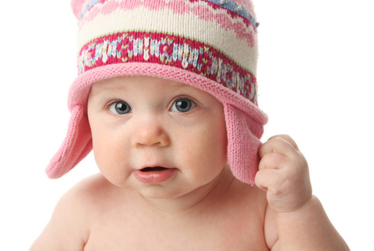 冬季戴帽子的嬰兒