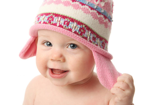 冬季戴帽子的嬰兒