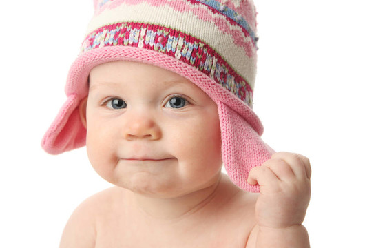 冬季戴帽子的嬰兒