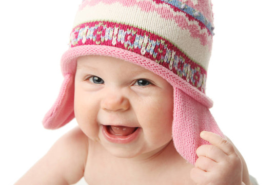 冬季戴帽子的嬰兒
