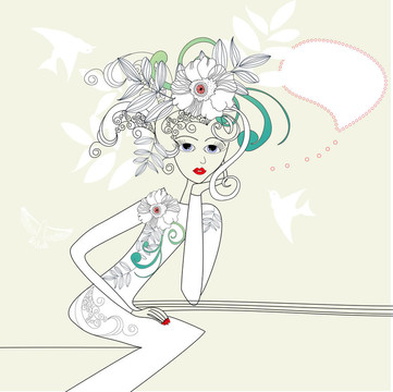 美麗的女人與鳥