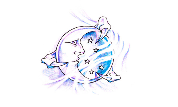 紋身藝術；月亮素描