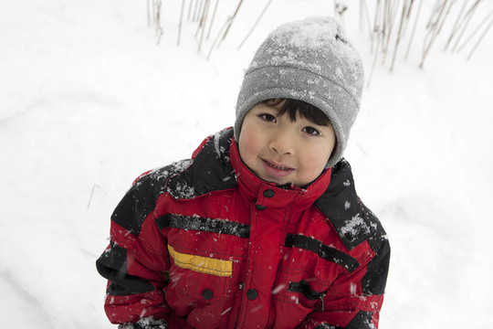 在雪中的肖像。