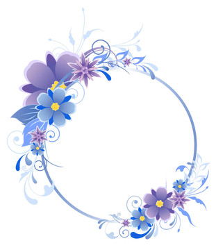 帶花的藍色旗幟；樹葉和裝飾品