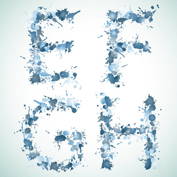 字母EFGH的水滴