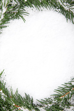白色背景隔離雪的圣誕框架