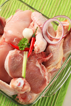 生雞肉和豬肉