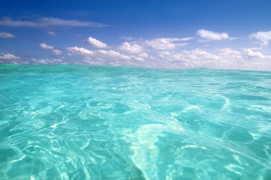 藍(lán)色加勒比海水波地平線