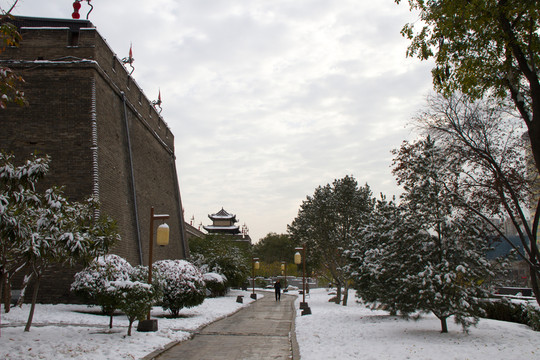 西安城墻 雪景