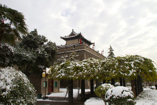 西安城墻 雪景