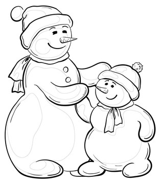 snowmens母親和兒子；輪廓