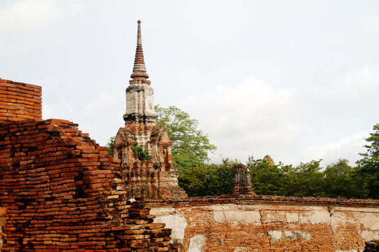 在Wat chaiwattanaram寺塔；Ayutthaya；泰國(guó)