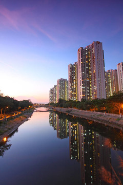 天水圍區(qū)在香港的夜晚