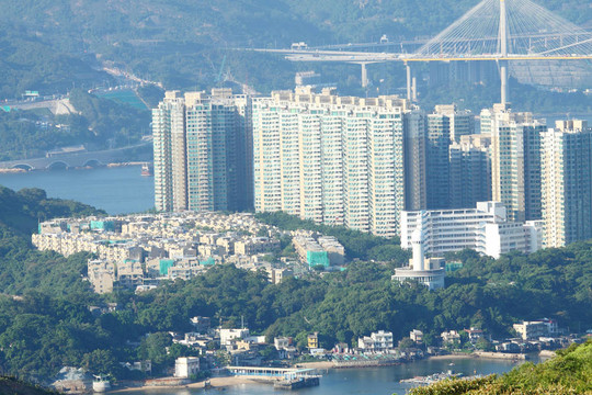 香港在白天擁擠的建筑物