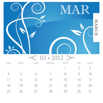 3月Victorian Calendar Page