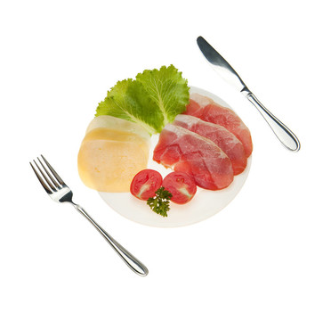 蔬菜和奶酪的肉切