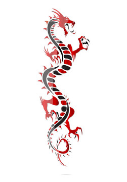 一個(gè)亞洲龍紋身隔離