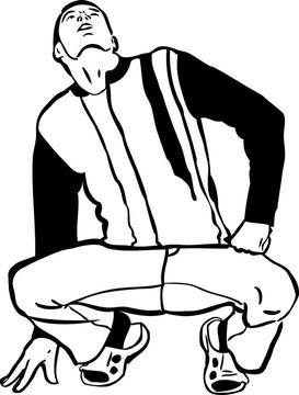 男人坐著看著上方