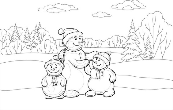 snowmens母親和兒童；輪廓