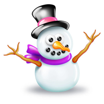 頂帽子里有光澤的雪人