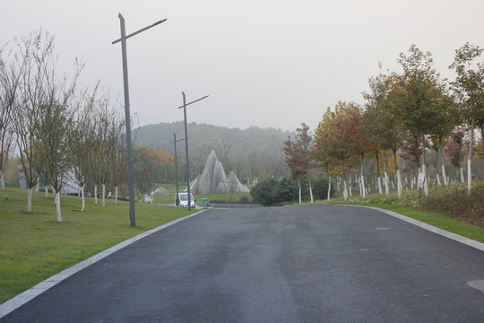 午后陽光下公園景色