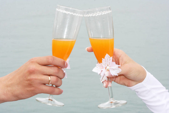 一對新婚夫婦干杯