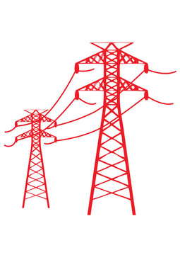 高壓線連接的兩條電源線